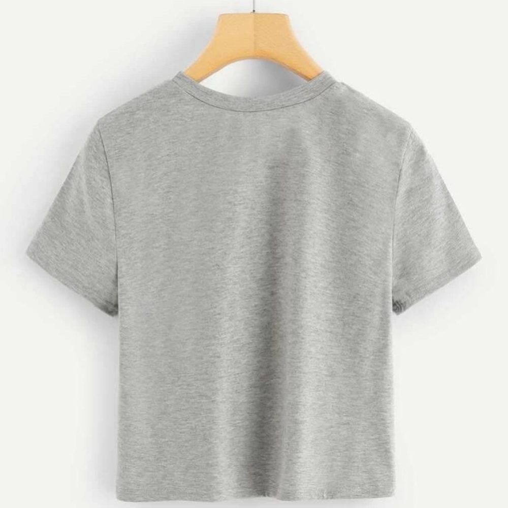 Grey “Beautiful” Crop Top - Picture 3 of 3